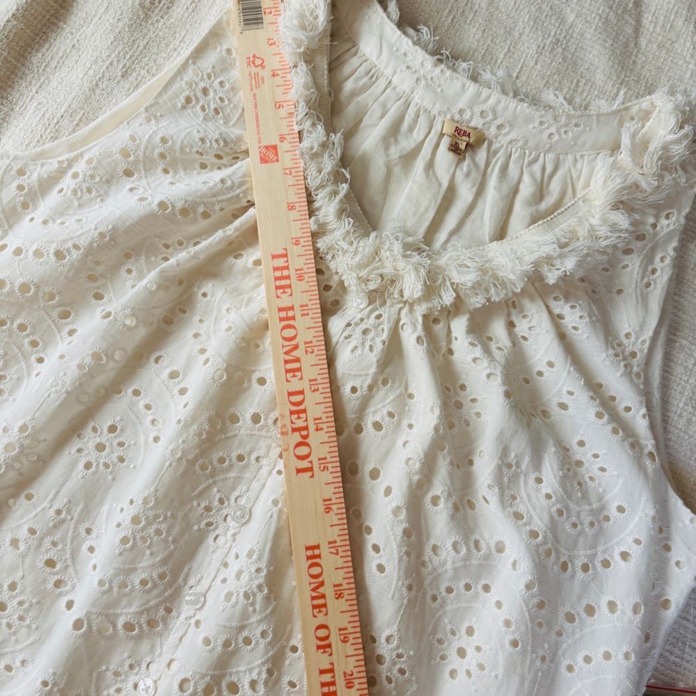 Reba 100% Cotton Ruffled Cream Eyelet Sleeveless Maxi Dress Women’s Large NEW - Picture 10 of 13